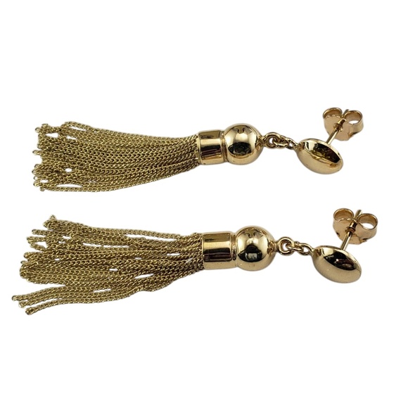 18 Karat Yellow Gold Dangle Chain Tassel Earrings #21224 - Picture 4 of 8